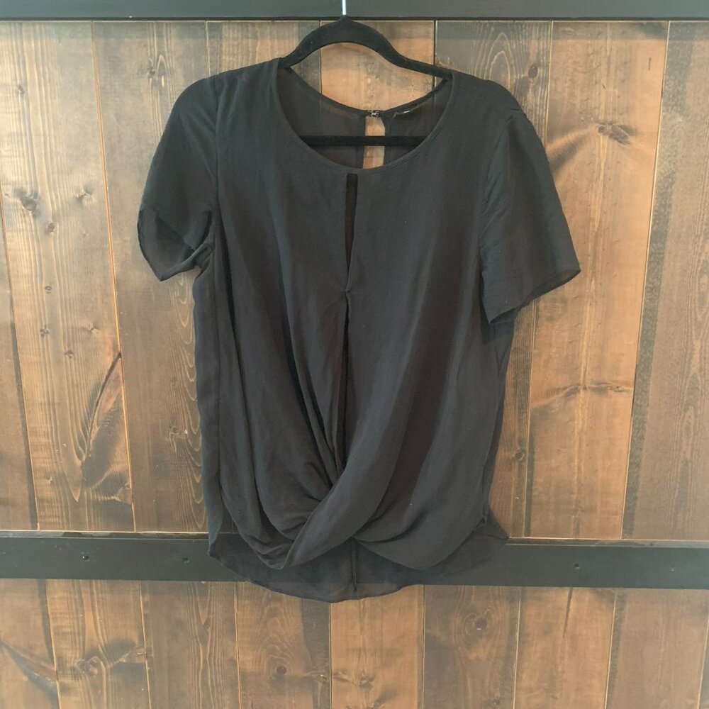Babaton 100% Silk Minimalist Quiet Luxury Women's Short Sleeve Top Size M